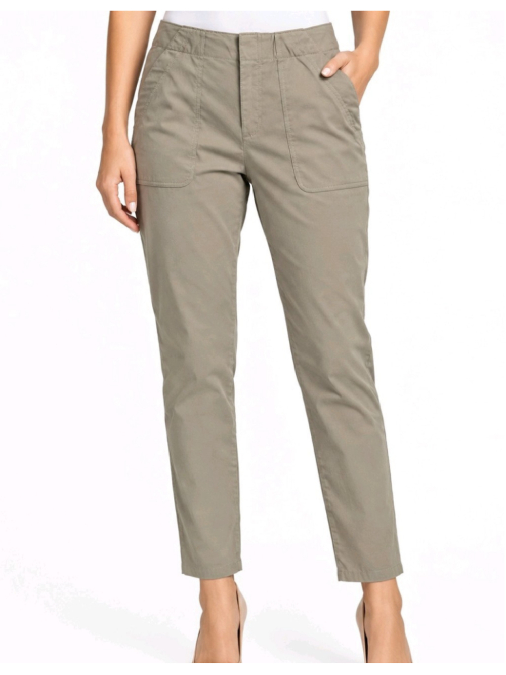 Eddie Bauer Horizon Straight Ankle Pants Women’s 8 Khaki Utility Preppy